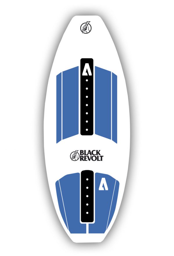 black revolt cutlass skim blanche pads bleu et noir
