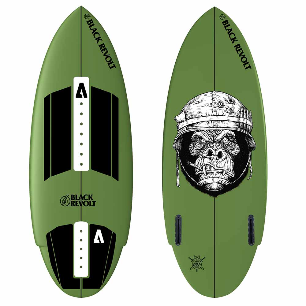custom wakesurf black revolt green monkey hatchet
